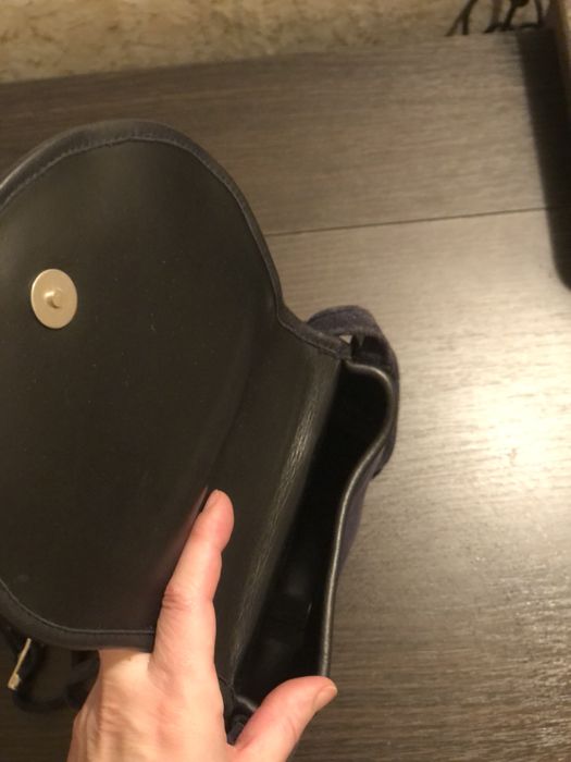 Сумка вінтаж натуральна замша темна синяя роспис ручной работи качки