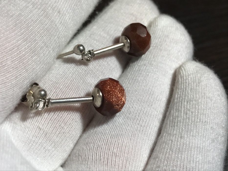 #34 Oryginalne, srebrne kolczyki z "piaskiem pustyni"