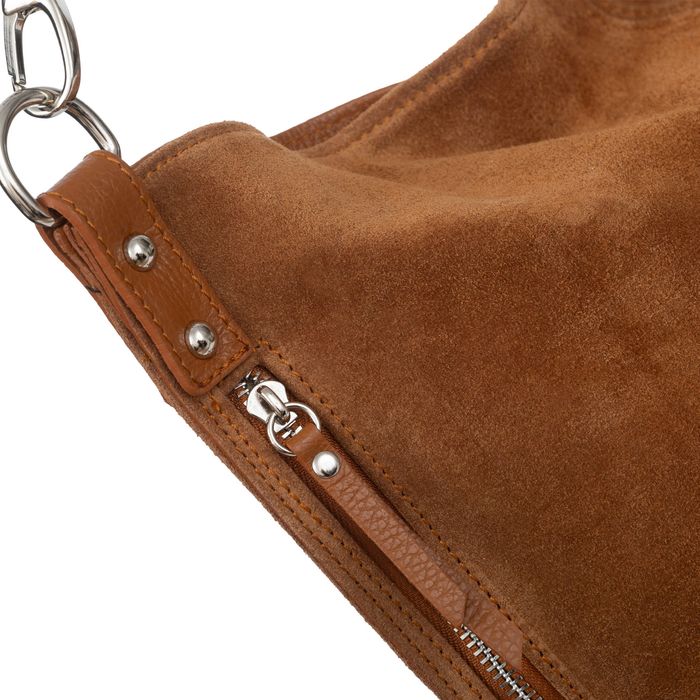 VEZZE torebka damska zamszowa worek z paskiem na ramię V551 chabrowa