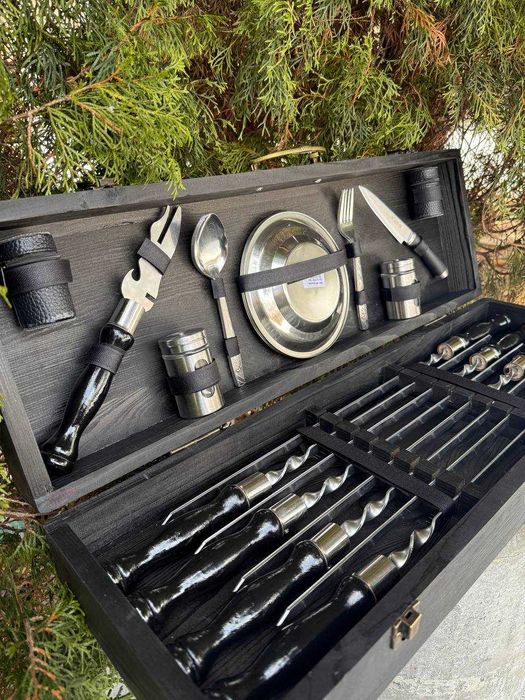 Шампуры 3 мм ручной работы в деревянном кейсе 6/8 шт подарок мужчине