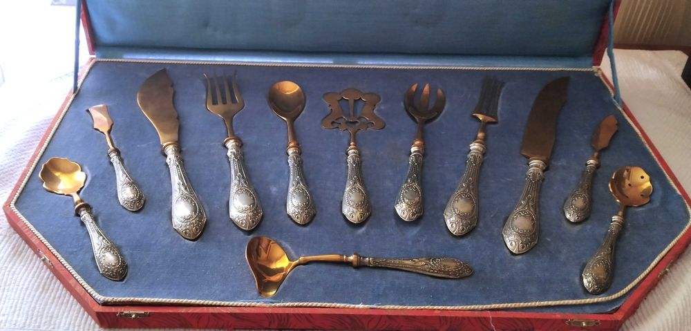 Antique Centenary Silver Serving Cutlery Set