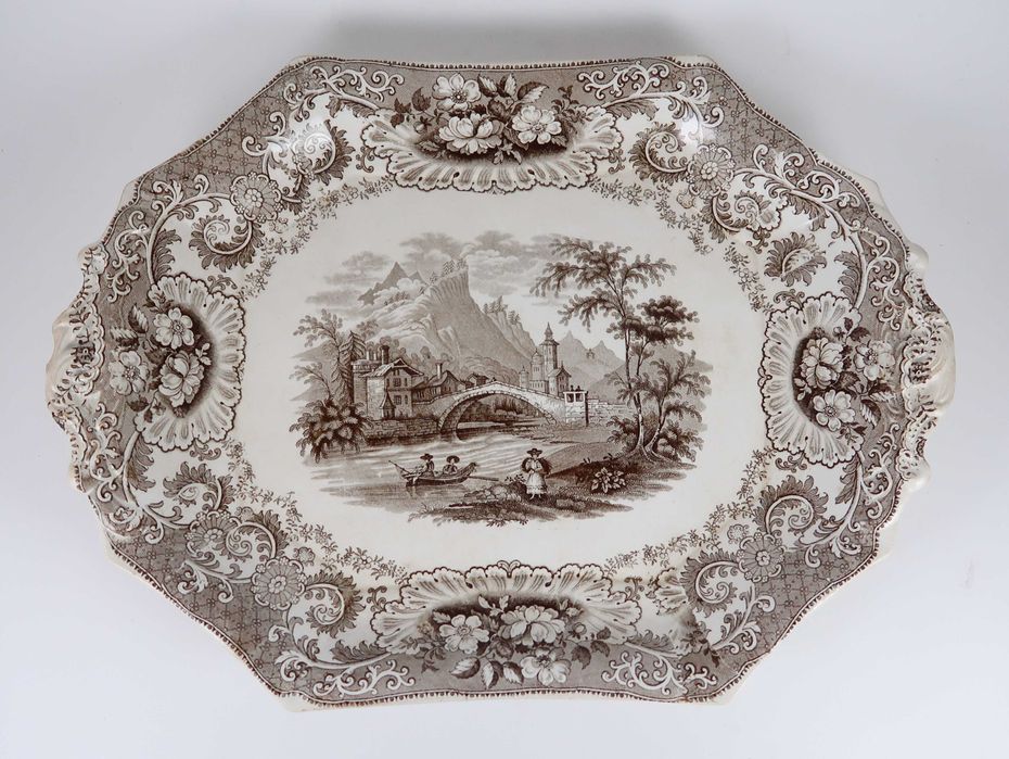 Grande Terrina com travessa, Faiança Inglesa Séc. XIX