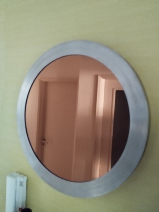 Espelho  grande moldura  Inox decorativo redondo diâmetro 66cm diâm