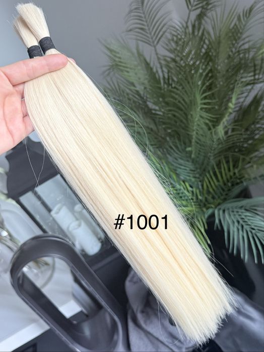 Włosy Słowiańskie 100% Naturalne - Bardzo jasny Blond - 50cm - Najwyższa Jakość