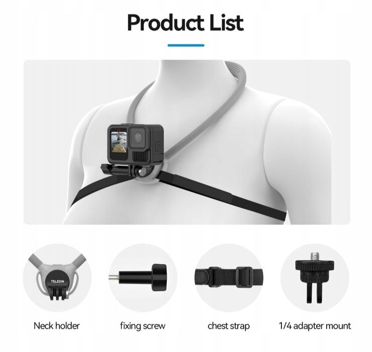 TELESIN SE 2.0 Uchwyt na szyję do kamer z wbudowaną rotacją