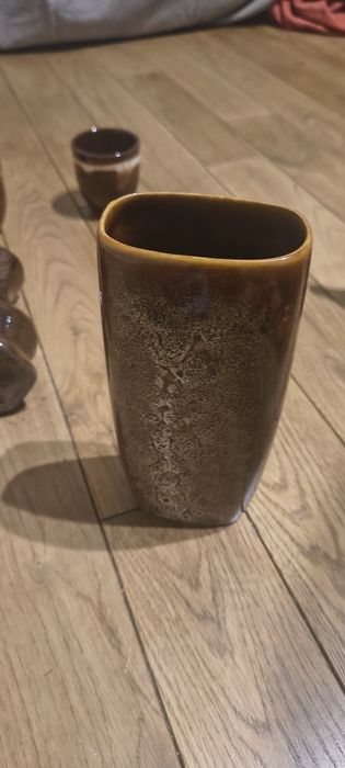 Retro zestaw stołowy dekoracyjny PRL brązowy