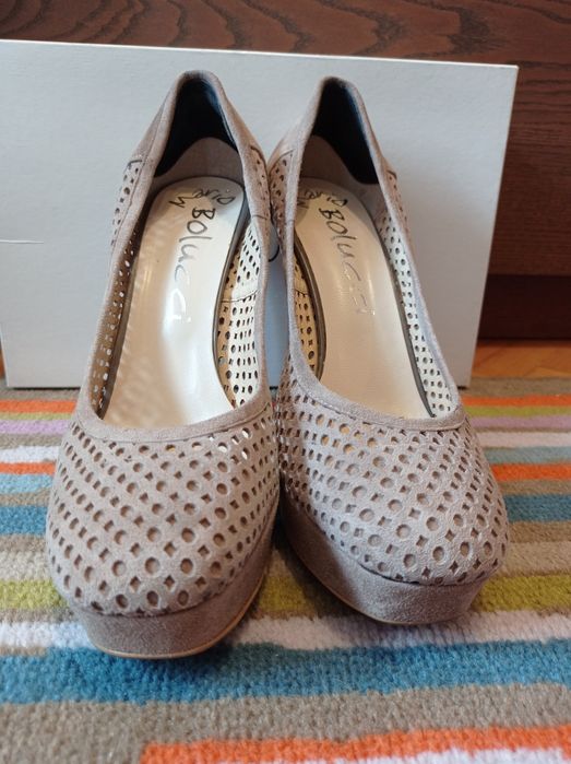 Buty skórzane beżowe