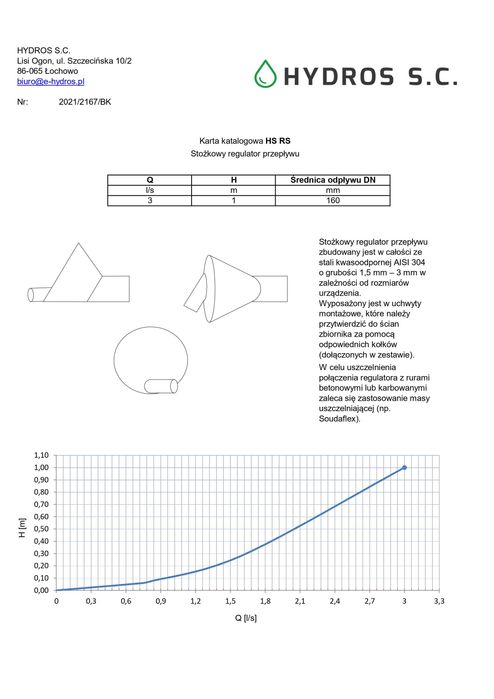 Regulator przepływu cieczy stal nierdzewna