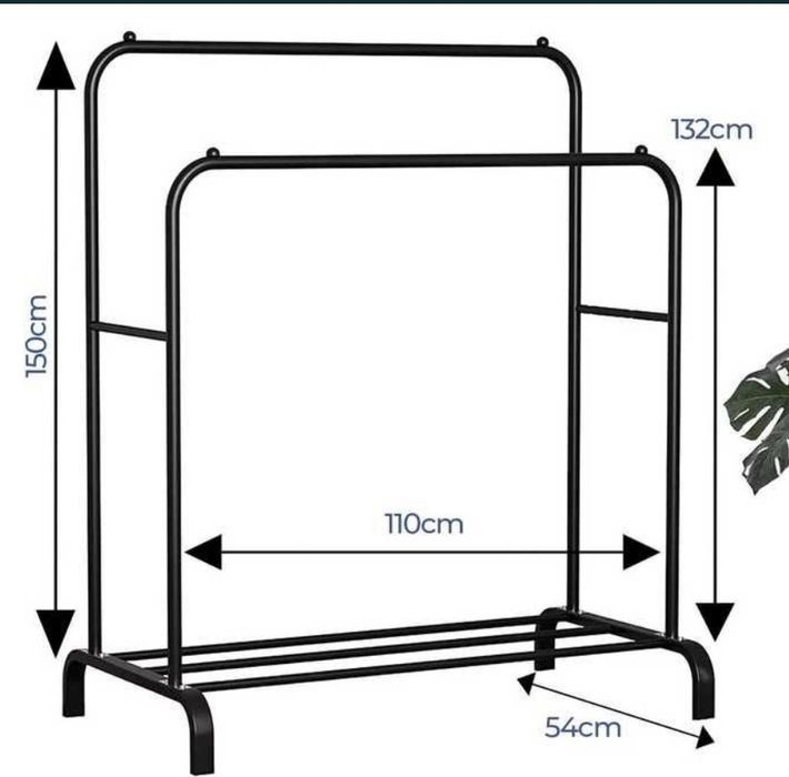 Charriot cabide com sapateira preto 150 x 110 x 54 cm NOVO ENVIO GRÁTI