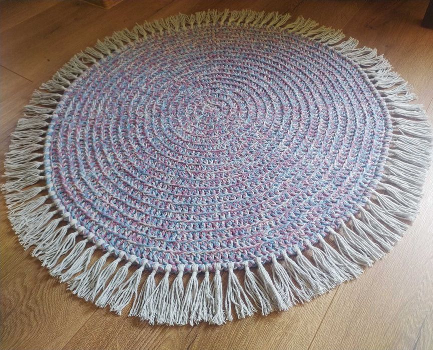 Dywan okrągły bawełna. Boho. Nowy