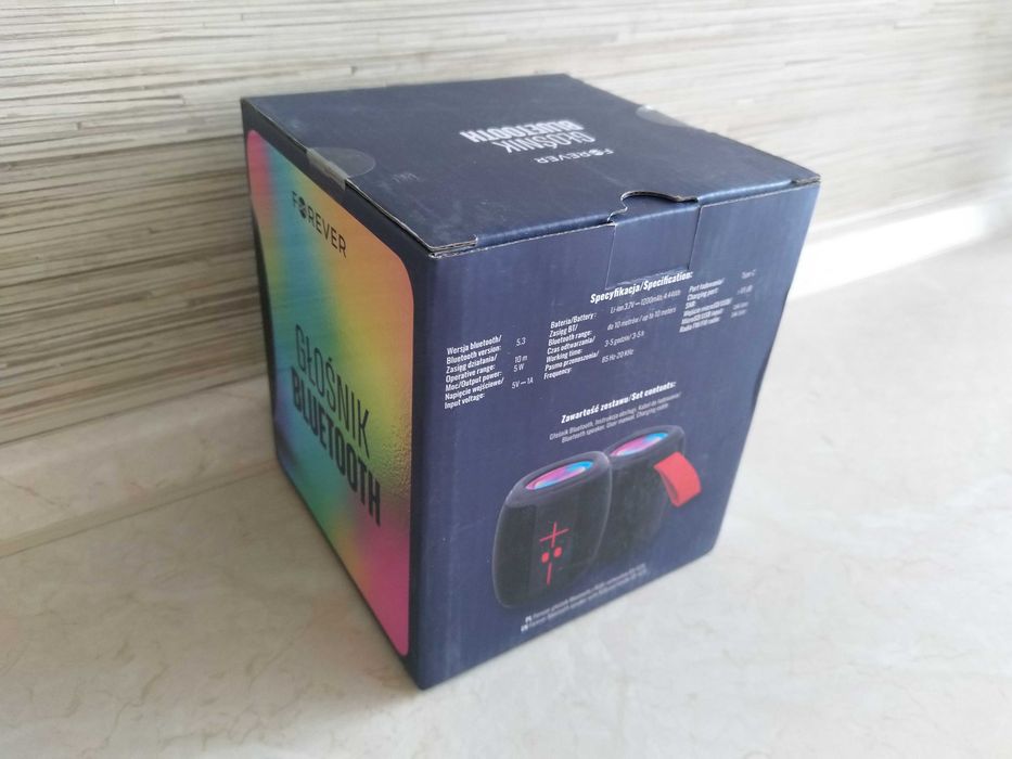 NOWY Głośnik Bezprzewodowy 5W BT 5.3 RGB Radio FM usb micro-sd FOREVER