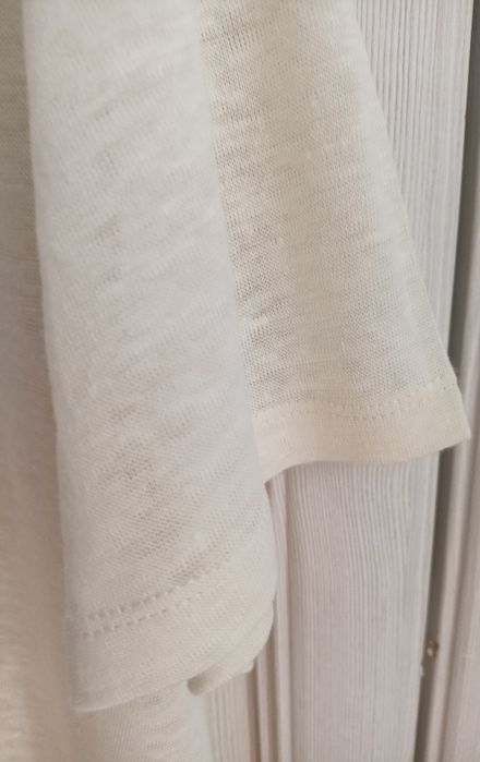 H&M lniany kremowy t-shirt basic classy 100% len jakość