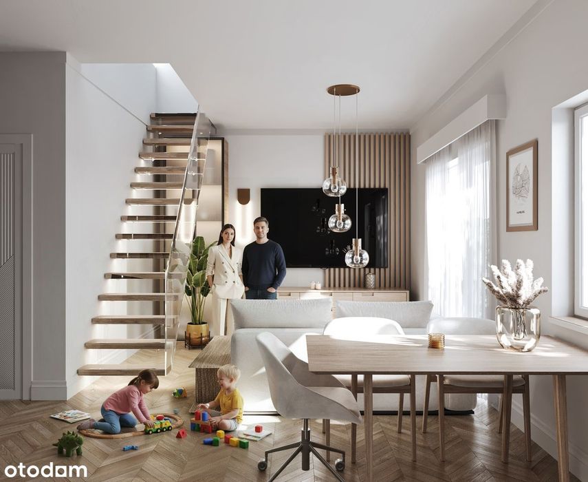 Ostatnie mieszkanie -3 pokoje 50,90 m2 plus  poddasze, dodatkowe metry