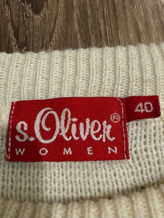 S. Oliver jesienny zimowy wełniany sweter w kratę Vichy rozm. L