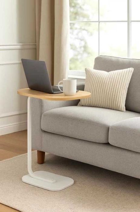 Стол журнальный приставной к дивану белый / Кофейный столик лофт