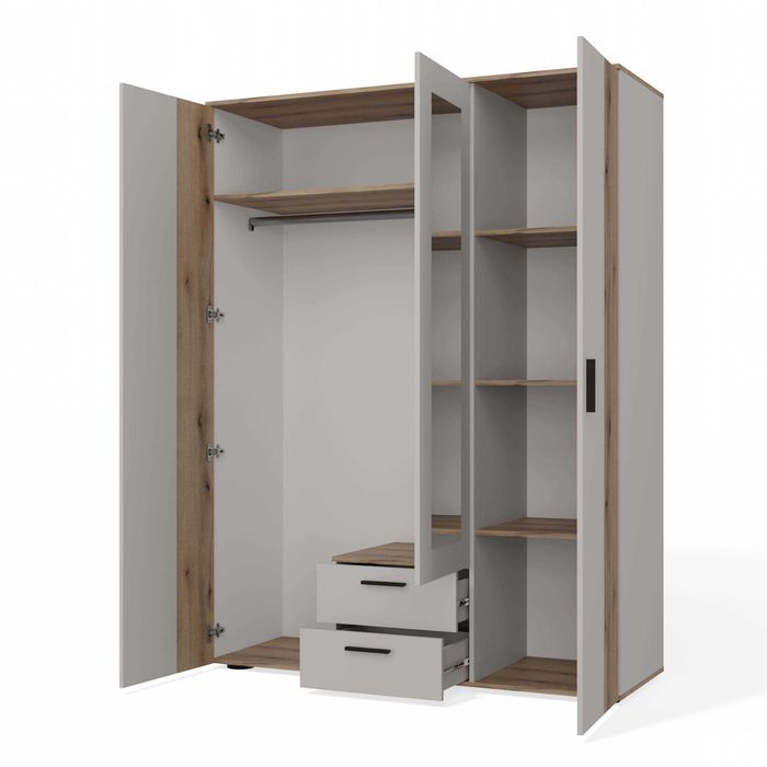 SZAFA AVA150 Lustro 2 Szuflady Ryflowany Front KASZMIR/ DĄB EVOKE