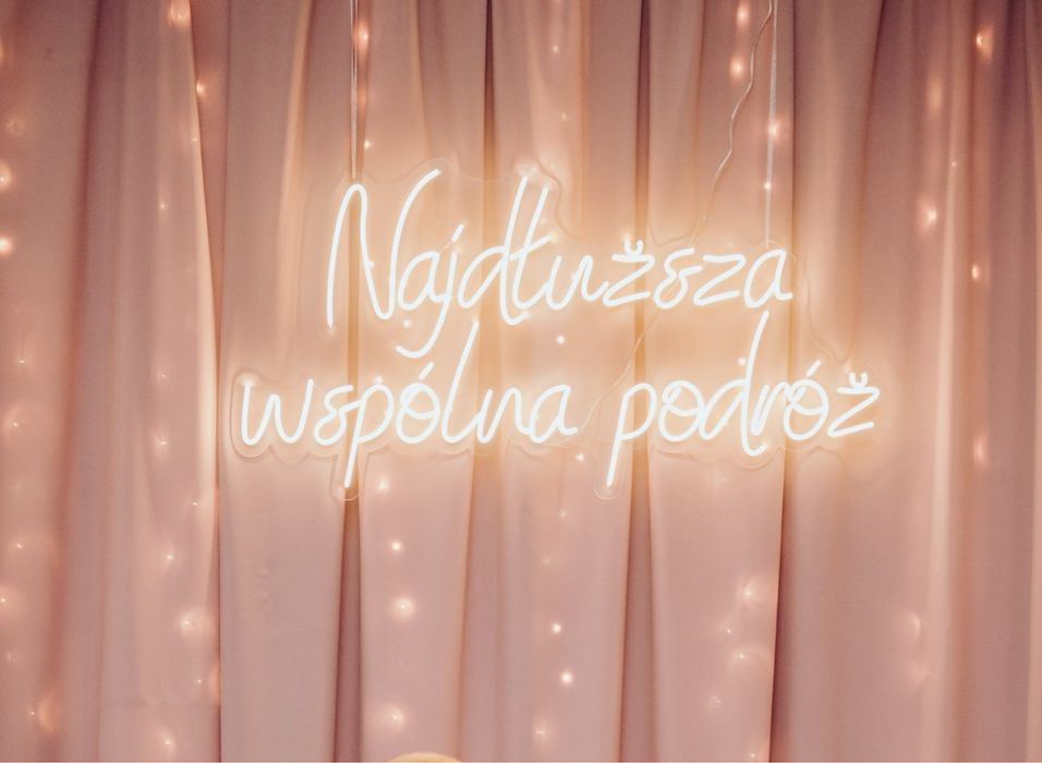 Napis LED - Najdluższa wspólna podróż neon ślubny