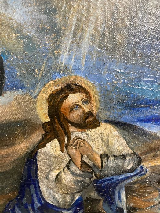 Barokowy obraz, sztuka naiwna, Jezus w Ogrodzie Oliwnym, z ok. 1840r.