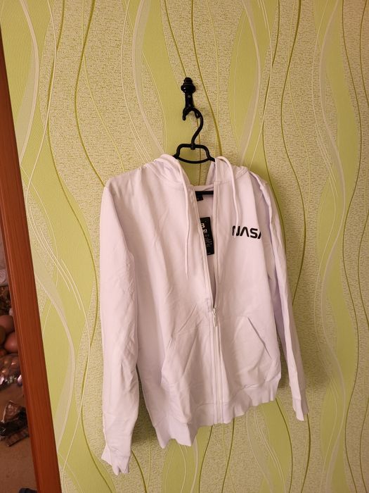 Спортивна кофта на блискавці Біла унісекс