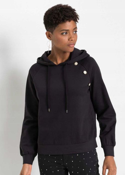 B.P.C bluza z kapturem czarna z guzikami 32/34.