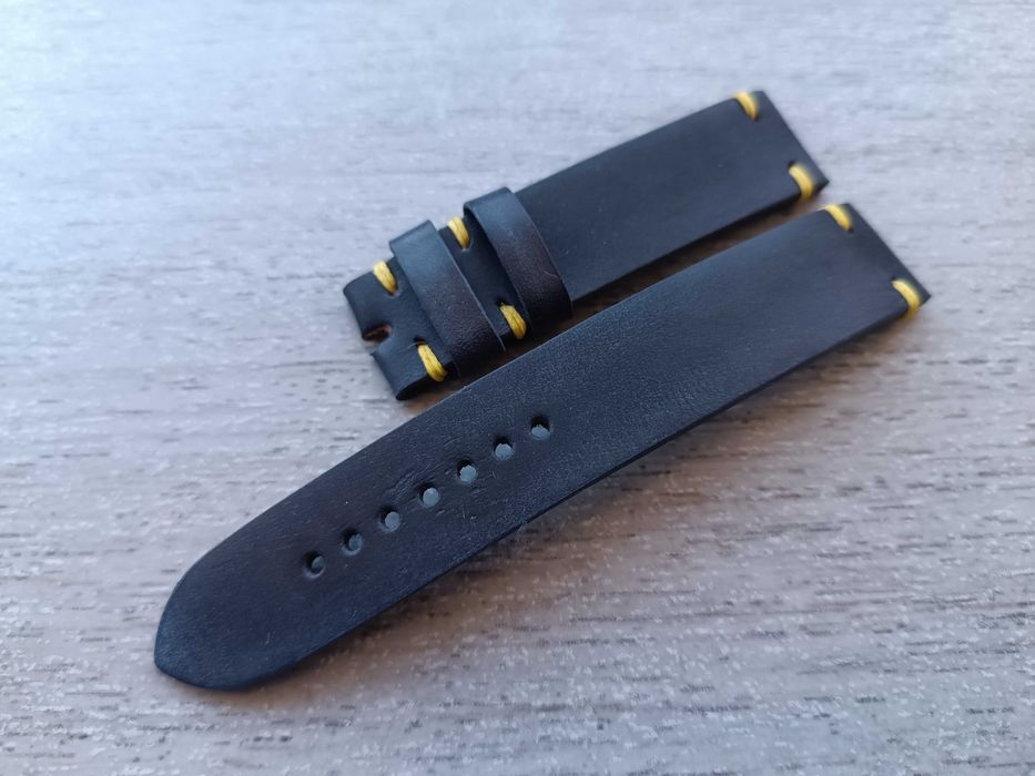 Ciemnoszary skórzany pasek zegarka szerokość 20 mm