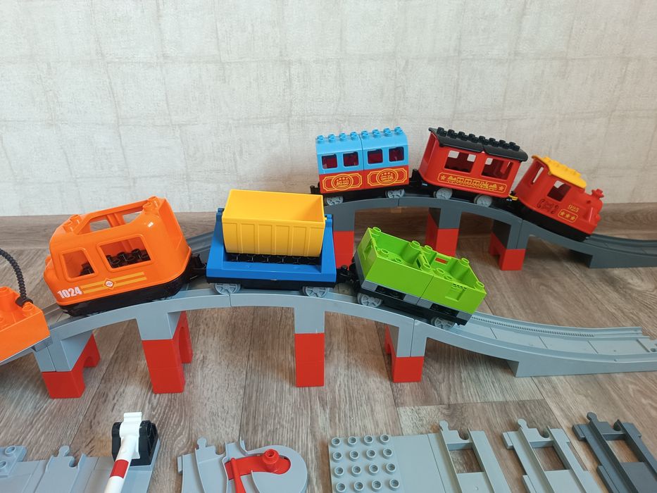 Лего дупло оригінал міст,потяг сенсорний,рейки,переїзд,тупік,вагон