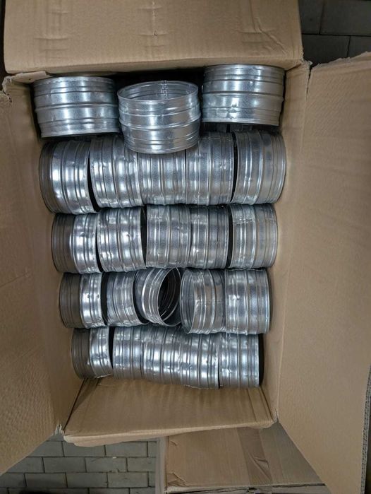 Rury spiro 125 mm, wentylacja, kolano, nypel, obejmy, big foot,