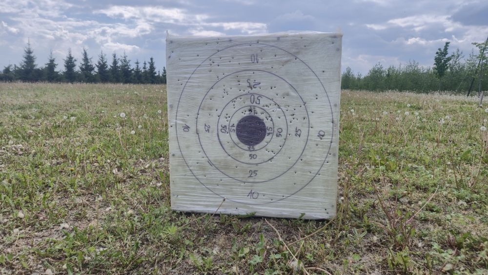 Mata tarcza łucznicza na strzały łuk 60x63x36 - samoróbka!