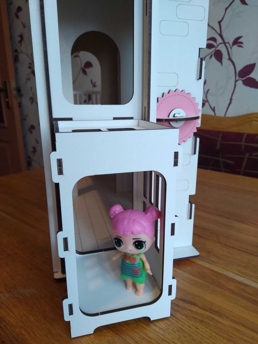 Будиночок ЛОЛ рожевий з меблями 46см ХДФ біло-рожевий
