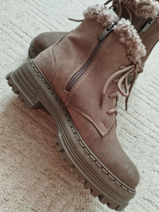жіночі зимові черевики із натуральної замші  з утепленням овчина 36