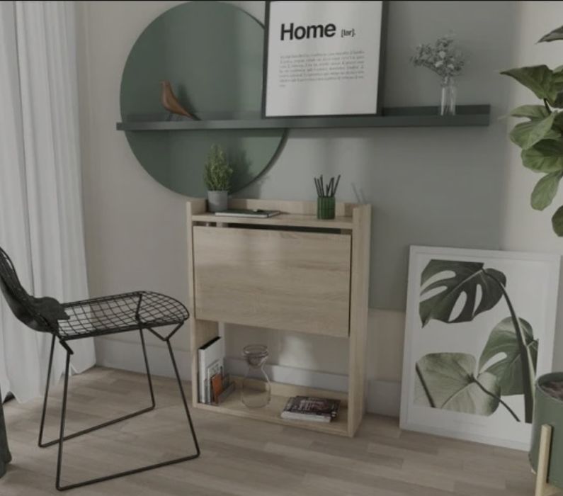 Biurko ścienne składane sonoma szafka półka regał Black Red White