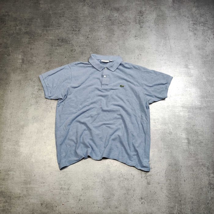 MĘSKA Koszulka Polo Elegancka Błękit Bawełna Kołnierzyk Lacoste France