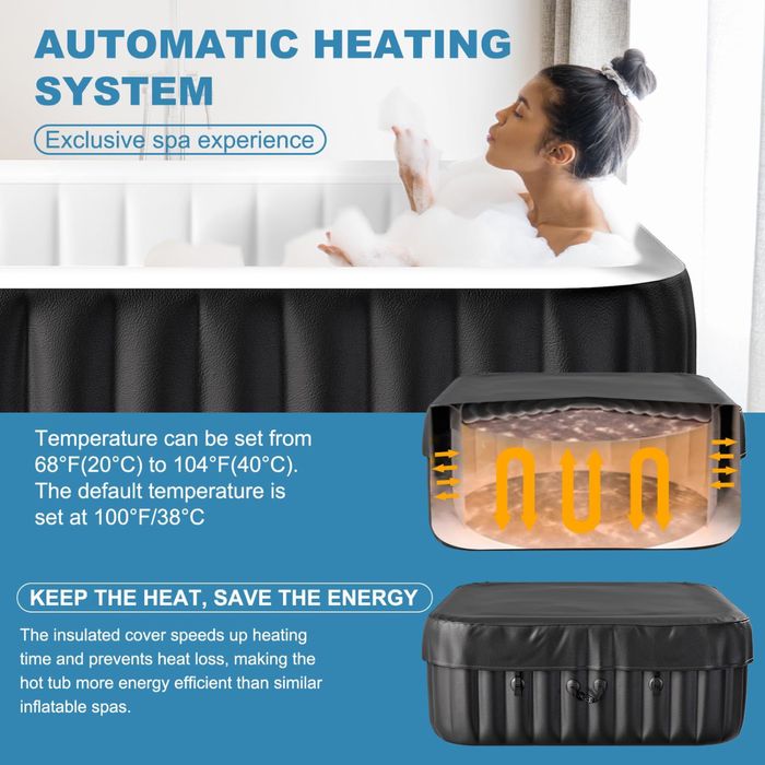 Jacuzzi dmuchane NAIZEA, 185 x 185 cm, 6-osobowe, 130 dysz