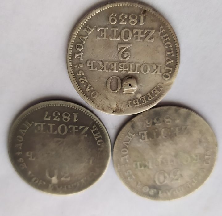 Zestaw 2 zł,zabór rosyjski 1836,37,39
