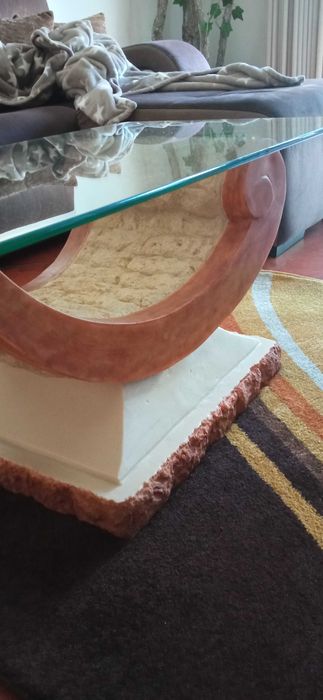 Mesa de Sala em pedra e vidro de 8mm