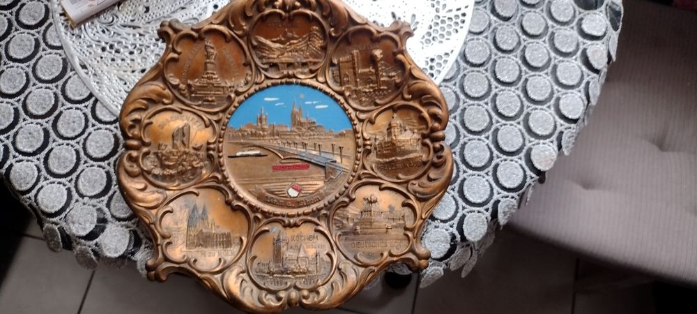 Talerz miedziany ozdobny Vintage Germany Cologne