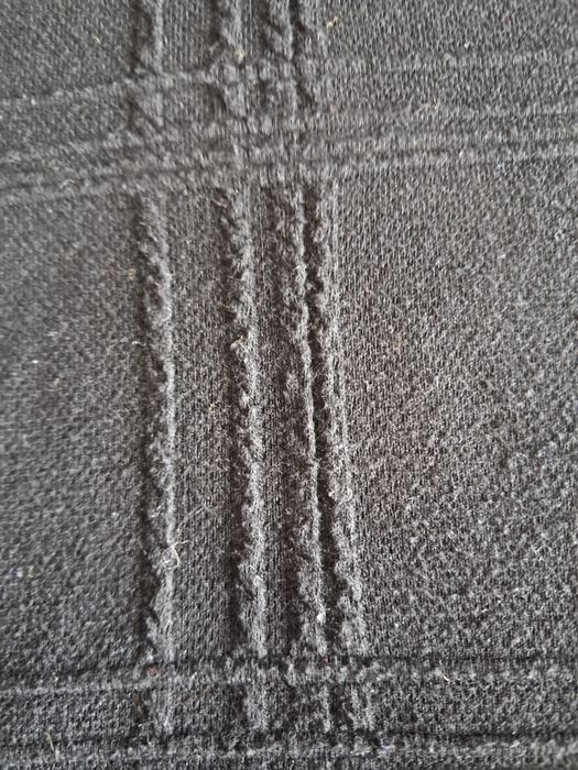 Vestido Mini em Malha Preta Texturada Padrão Geométrico Manga 3/4
