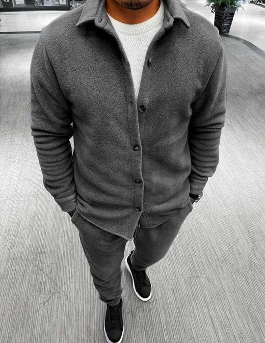 Спортивний костюм чоловічий зимовий теплий флісовий кофта штани Button