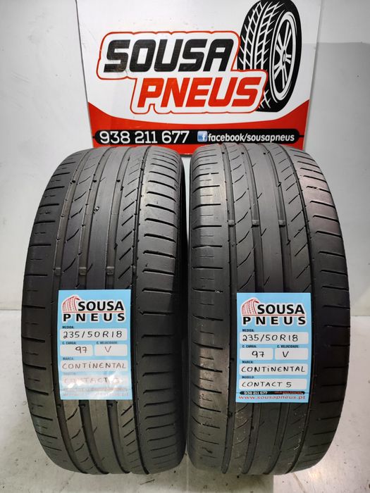 2 pneus semi novos continental contact 235/50R18 97V Oferta dos Portes