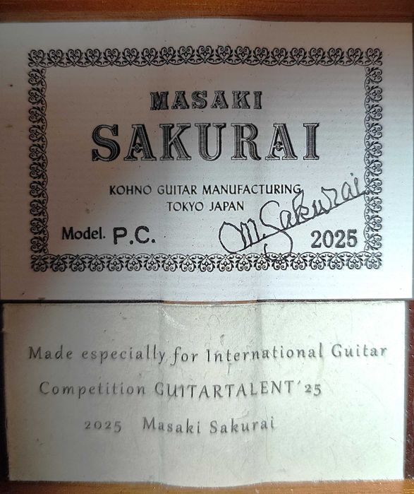 Masaki Sakurai P.C. 2025 - gitara klasyczna lutnicza