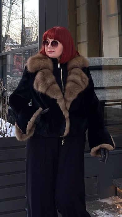 LUX Шуба норкова BLACK GLAMA Італія бомбер автоледі  С-М-Л