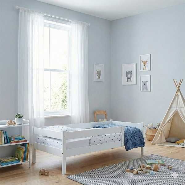 ЛіжкоТиша з натурального дерева, білий, 80х160, 170, 180, 190, 200 см