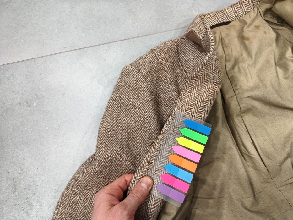 Vintage Harris Tweed ręcznie tkany szkocki płaszcz z wełny lata 60-70