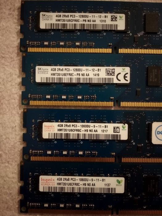 Оперативная память 4GB DDR3-1333/1600 Mhz PC3-10600U/12800U Intel/AMD