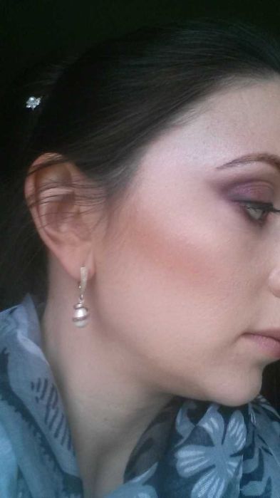 Серебряный набор с жемчугом и золотыми пластинами