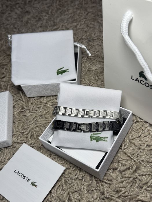 Браслет лакоста Lacoste срібний чорний