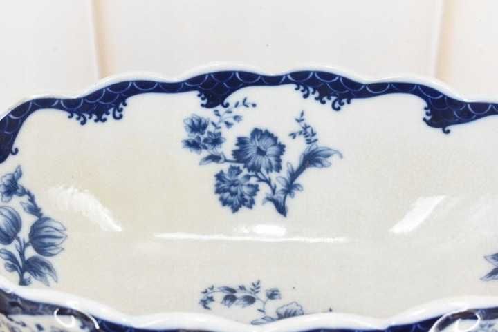 Niebieska Patera Owocnik - Porcelana + Brąz Amory Anioły - Craquele