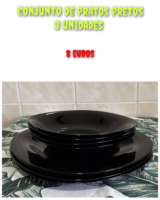 Conjunto de pratos pretos