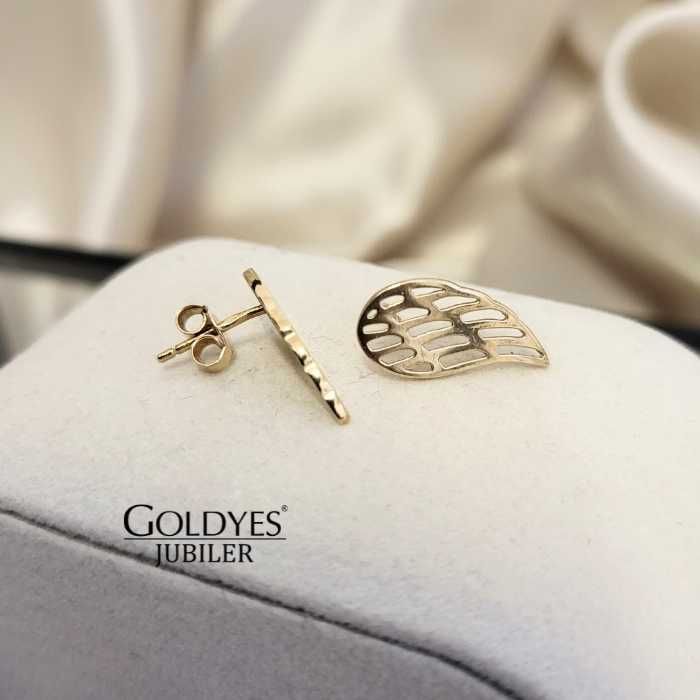 Złote kolczyki skrzydła próby 585 14 k