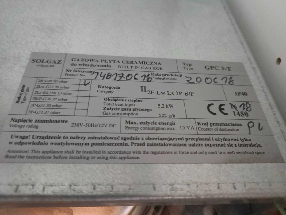 Gazowa płyta ceramiczna SOLGAZ